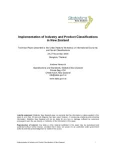 Implementation of Industry and Product Classifications in New Zealand