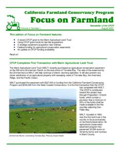 California Farmland Conservancy Program  Focus on Farmland Volume 2, Number 1  Newsletter of the CFCP