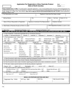 Application For Registration of New Pesticide Product State of North Carolina YEAR _________ PAA200._______