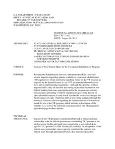 RSA TECHNICAL ASSISTANCE CIRCULAR -- TAC-11-02: Sources of Non-Federal Share for the Vocational Rehabilitation Program. (PDF)