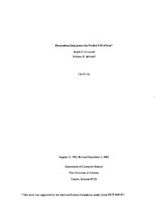 Personalized Interpreters for Version 5.10 of Icon* Ralph E. Griswold William H. Mitchell TR85-17a