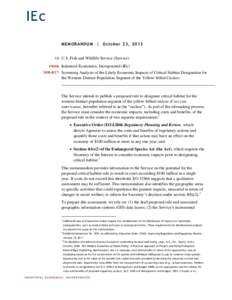 MEMORANDUM | October 23, 2013 TO U.S. Fish and Wildlife Service (Service)  FROM