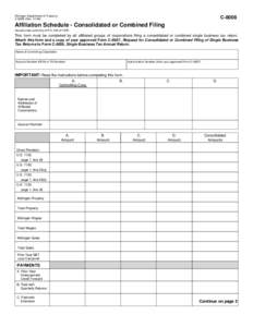 C-8008, Affiliation Schedule - Consolidated Filing