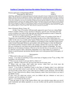 Southern Campaign American Revolution Pension Statements & Rosters Pension application of Elijah Pollard R8305 Transcribed by Will Graves f10VA[removed]