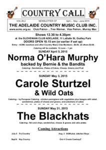 COUNTRY CALL VOL 26.2 NEWSLETTER OF  April – May - June 2015
