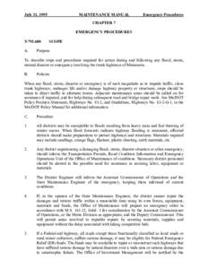 Emergency management / Humanitarian aid / Occupational safety and health / Security / Emergency / Federal Highway Administration / Road / Oklahoma Emergency Management Act / I-35W Mississippi River bridge / Public safety / Management / Disaster preparedness