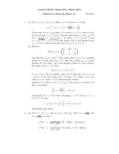 Analysis III/IV (Math 3011, MathSolutions to Exercise Sheet. (a) Let (u, v, w) = f (x, y, z). Since z 6= 0, we have w 6= 0 and