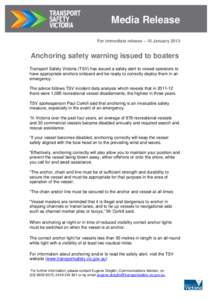 Microsoft Word - Media release - Anchoring safety warning issued to boaters (FINAL[removed]DOCX