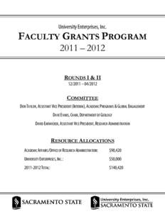 University Enterprises, Inc.  FACULTY GRANTS PROGRAM 2011 – 2012 ROUNDS I & II[removed] – [removed]