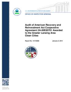 Audit of American Recovery and Reinvestment Act Cooperative Agreement 2A-00E85701 Awarded to the Greater Lansing Area Clean Cities