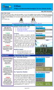 CliSec Antigua and Barbuda Meteorological Service Climate Section May 2016 Newsletter Dear CliSec Friends: We’d like to present you with our May 2016 newsletter. In it, you’ll find highlights of recent weather and cl