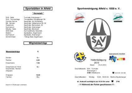 Sportstätten in Alfeld  Sportvereinigung Alfeld v[removed]e. V. 