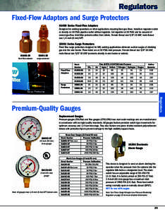 Fixed-Flow Adaptors and Surge Protectors H1400 Series Fixed-Flow Adaptors Designed for welding operations or other applications requiring fixed gas flows. Installs in regulator outlet or directly on 30 PSIG pipeline outl