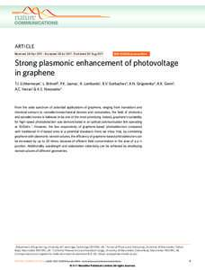 ARTICLE Received 28 Apr 2011 | Accepted 28 Jul 2011 | Published 30 Aug 2011 DOI: ncomms1464  Strong plasmonic enhancement of photovoltage