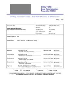 ORAU TEAM Dose Reconstruction Project for NIOSH Oak Ridge Associated Universities I Dade Moeller & Associates I MJW Corporation Page 1 of 55