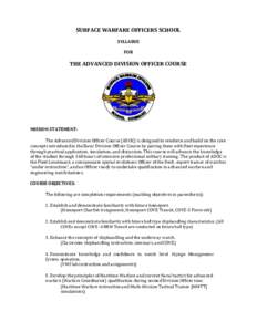 SURFACE WARFARE OFFICERS SCHOOL SYLLABUS FOR THE ADVANCED DIVISION OFFICER COURSE