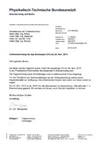 Physikalisch-Technische Bundesanstalt Braunschweig und Berlin Vollversammlung für das EichwesenI