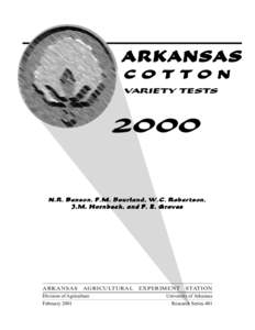 ARKANSAS C O T T O N VARIETY TESTS 2000