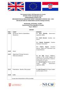 The European Union’s IPA Programme for Croatia IPA 2011 FF RAC Twinning light project: STRENGTHENING CAPACITY FOR IMPLEMENTATION OF REGULATORY IMPACT ASSESSMENT STRATEGY 2013 – 2015  RIA Round Table for Stakeholders 