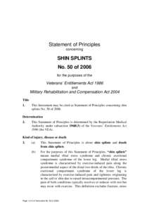 Statement of Principles concerning SHIN SPLINTS No. 50 of 2006 for the purposes of the