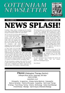 ISSUE NUMBER 88  AUGUST/SEPTEMBER 2005 NEWS SPLASH! Cottenham village outdoor swimming pool has benefited