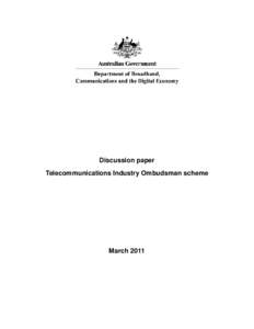 Discussion paper Telecommunications Industry Ombudsman scheme March 2011  Contents