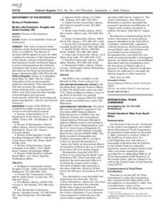 [removed]Federal Register / Vol. 69, No[removed]Thursday, September 2, [removed]Notices DEPARTMENT OF THE INTERIOR Bureau of Reclamation