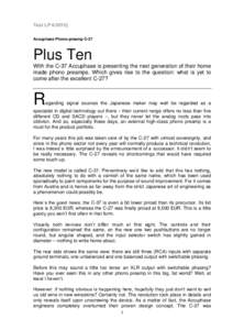 Test LPAccuphase Phono-preamp C-37 Plus Ten With the C-37 Accuphase is presenting the next generation of their home made phono preamps. Which gives rise to the question: what is yet to