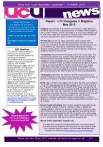 Essex UCU Local Association newsletter – SUMMER[removed]Essex UCU AGM