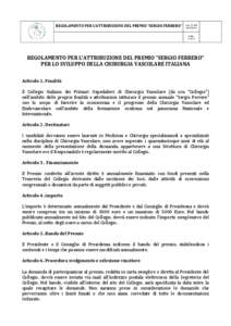 REGOLAMENTO PER L’ATTRIBUZIONE DEL PREMIO “SERGIO FERRERO”  rev. 0 del[removed]pag. 1 di 2