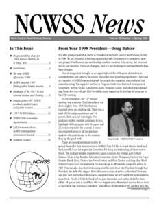 NCWSS News ○ From Your 1998 President—Doug Buhler  ○