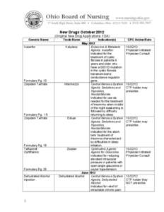 New Drugs October[removed]Original New Drug Applications: FDA) Generic Name Ivacaftor  Formulary Pg. 10