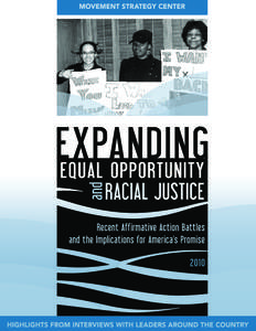 Contents A Ripple of Momentum | 1 Who Worked on Affirmative Action in 2008? | 3 What Contributed to Success in 2008? | 5 What is the Legacy of 2008? | 7 Where Can Affirmative Action Go Now? | 11