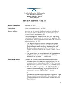 Nova Scotia Freedom of Information and Protection of Privacy Report of Review Officer Dulcie McCallum  REVIEW REPORT FI[removed]