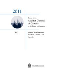 2011 Report of the Auditor General of Canada to the House of Commons