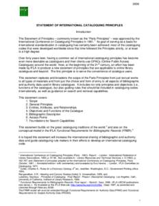 Statement of International Cataloguing Principles[removed]