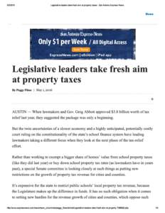 Legislative leaders take fresh aim at property taxes - San Antonio Express-News