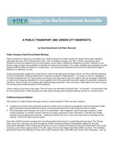 A PUBLIC TRANSPORT AND GREEN CITY MANIFESTO FOR THE FEDERAL ELE