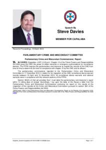 Speech By  Steve Davies MEMBER FOR CAPALABA  Record of Proceedings, 19 March 2014