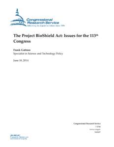 The Project BioShield Act: Issues for the 113th Congress