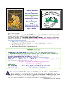 California Federation of Mineralogical Societies 2018 Annual Convention and the Feather River Lapidary