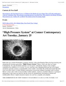 “High Pressure System” at Conner Contemporary Art: Tuesday, January 25 - Washington City Paper:48 PM Search Classifieds Promotions