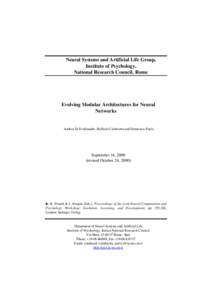 Neural Systems and Artificial Life Group, Institute of Psychology, National Research Council, Rome Evolving Modular Architectures for Neural Networks