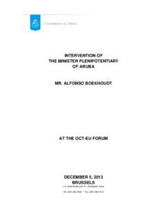 INTERVENTION OF THE MINISTER PLENIPOTENTIARY OF ARUBA MR. ALFONSO BOEKHOUDT