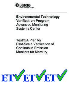 Test/QA Plan for Pilot-Scale Verification of Continuous Emission Monitors for Mercury