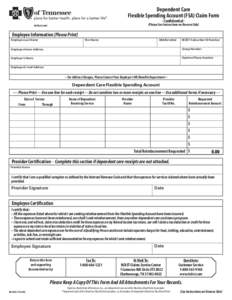 Dependent Care Flexible Spending Account (FSA) Claim Form - Confidential - (Please See Instructions on Reverse Side)