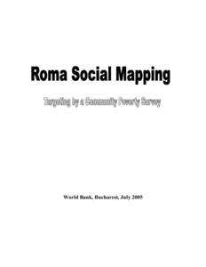 World Bank, Bucharest, July 2005  World Bank project officer: Ana Maria Sandi Author of the report: Dumitru Sandu, Univ. of Bucharest Representative of National Agency for Roma that cooperated with the author for