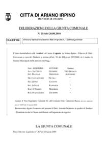 CITTA DI ARIANO IRPINO PROVINCIA DI AVELLINO DELIBERAZIONE DELLA GIUNTA COMUNALE N. 214 del[removed]OGGETTO: