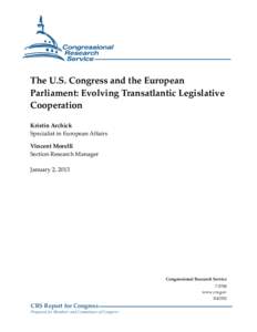 The U.S. Congress and the European Parliament: Evolving Transatlantic Legislative Cooperation