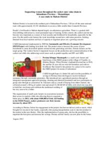 Supporting women throughout the cashew nuts value chain in Inhambane Province – Mozambique A case study in Mabote District Mabote District is located in the northern part of Inhambane Province, 120 km off the main nati